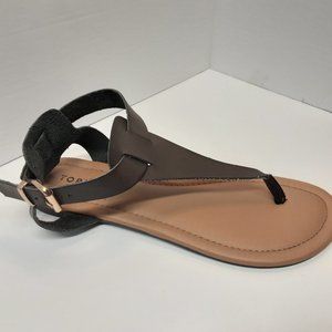 🌞 Torrid Brown Faux Leather T-Strap Flat Sandal | 9W